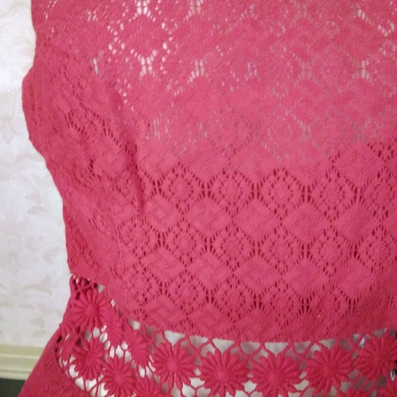 FREE PEOPLE Maroon Red Lace Embroidered Dress - Picture 3 of 11